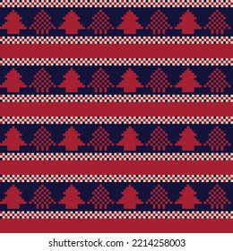 Christmas tree fair isle pattern design for fashion textiles, knitwear and graphics