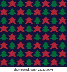 Christmas tree fair isle pattern design for fashion textiles, knitwear and graphics
