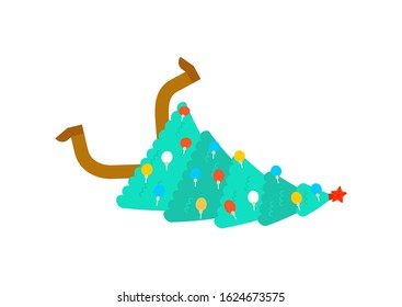 Christmas tree fell slipped. Xmas vector illustration