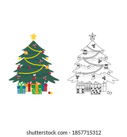 Christmas Tree Fill Outline Icon