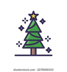 Christmas tree filled line style icon. vector illustration for graphic design, website, app. EPS 10