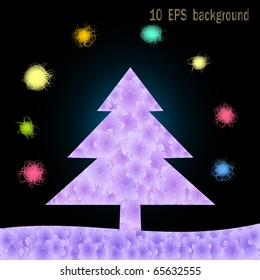 Christmas tree filled with snowflakes. Abstract 10 EPS background.