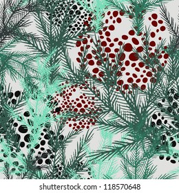 Christmas tree fir branch seamless background