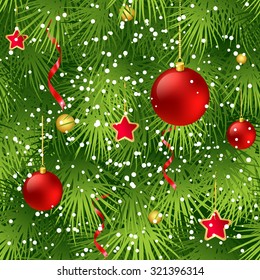 Christmas tree fir branch seamless background. Vector illustration EPS 10