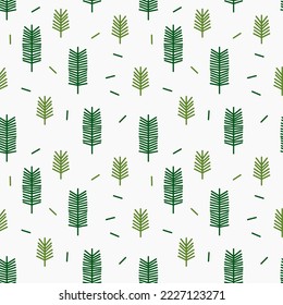 Christmas tree fir branches pattern border. Vector illustration.