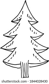 Christmas tree. Fir tree silhouette isolated on white. Vector illustration.