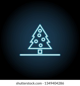 Christmas tree, fir-tree in the snow neon glow icon. Simple thin line, outline vector of Christmas, new year, joy icons for UI and UX, website or mobile application