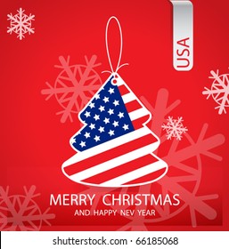 Christmas tree with the flag of the United States