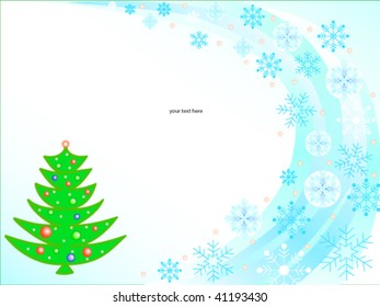 Christmas tree with flakes and place for text
