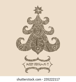 Christmas tree flat 2 colors brown on beige
