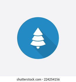 Christmas tree Flat Blue Simple Icon with long shadow, isolated on white background  