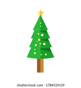 Christmas Tree Flat Color Isolated in White Background