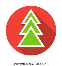 Christmas tree in flat design with abstract branches.