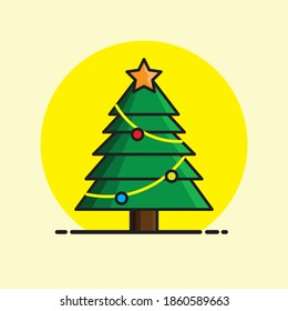 christmas tree flat design for gift card