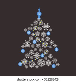 Christmas tree flat design. Greeting card