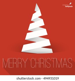 plantilla vectorial de tarjeta de felicitación de diseño plano de árbol de Navidad.