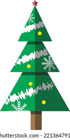 Diseño plano de árbol de Navidad, aislado en fondo blanco 