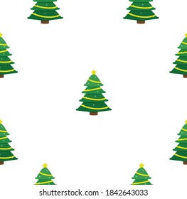 Christmas Tree flat design seamless pattern