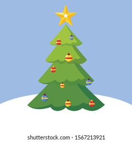 christmas tree in flat design, vector design