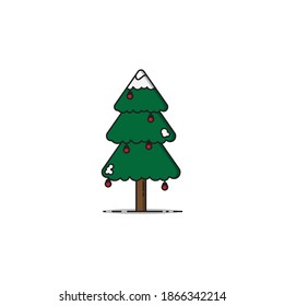 ilustración vectorial de diseño plano de árbol de navidad  