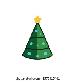 Christmas tree flat icon. Design template vector