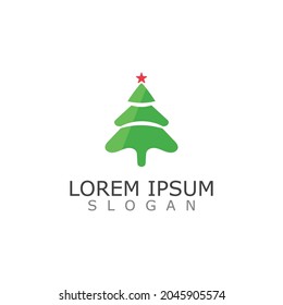 Christmas Tree Flat Icon forest or park simple vector nature image design