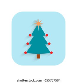 Christmas tree. Flat icon, holiday symbol. Vector illustration for design.