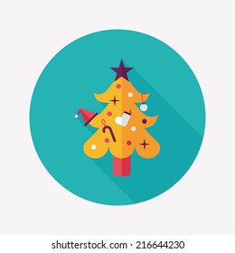 Christmas tree flat icon with long shadow,eps10