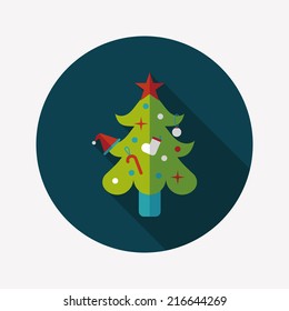 Christmas tree flat icon with long shadow,eps10