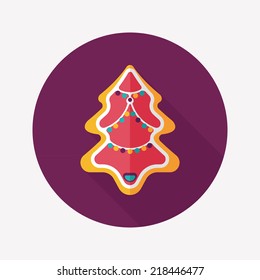 Christmas tree flat icon with long shadow eps10
