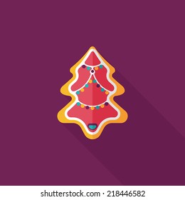 Christmas tree flat icon with long shadow eps10