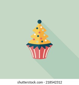 Christmas tree flat icon with long shadow,eps10