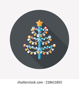 Christmas tree flat icon with long shadow,eps10