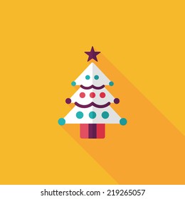 Christmas tree flat icon with long shadow, eps10