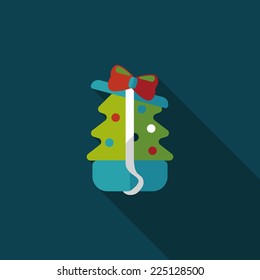 Christmas tree flat icon with long shadow, eps10