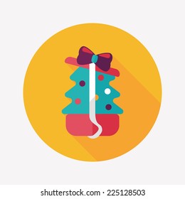 Christmas tree flat icon with long shadow, eps10