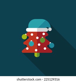 Christmas tree flat icon with long shadow, eps10