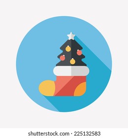 Christmas tree flat icon with long shadow, eps10