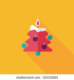 Christmas tree flat icon with long shadow, eps10