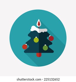 Christmas tree flat icon with long shadow, eps10