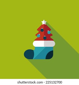 Christmas tree flat icon with long shadow, eps10