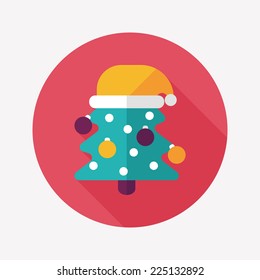 Christmas tree flat icon with long shadow, eps10