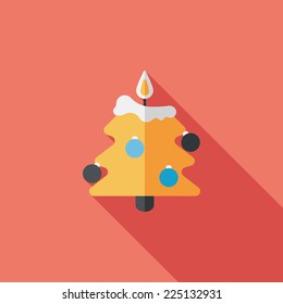 Christmas tree flat icon with long shadow, eps10