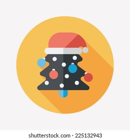 Christmas tree flat icon with long shadow, eps10