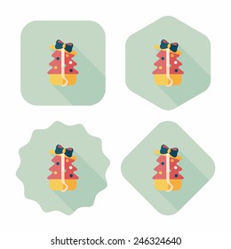 Christmas tree flat icon with long shadow, eps10