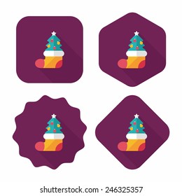 Christmas tree flat icon with long shadow, eps10