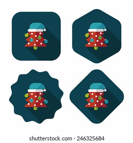Christmas tree flat icon with long shadow, eps10