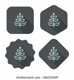 Christmas tree flat icon with long shadow,eps10