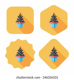 Christmas tree flat icon with long shadow,eps10