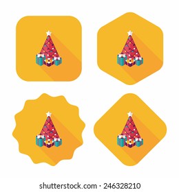Christmas tree flat icon with long shadow eps10